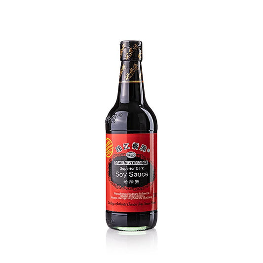 Dunkle Sojasauce, hergestellt aus hochwertigen Zutaten, ideal für Marinaden, Dips und zum Kochen, natürliche Fermentation für intensiven Geschmack, keine künstlichen Zusatzstoffe, 500 ml Flasche für längeren Genuss - Superior Dark Soy Sauce von Pearl River Bridge, erhältlich in der Schweiz