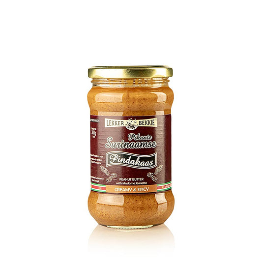 Beurre de cacahuètes « Pikante Surinaamse », onctueux et épicé, Lekker Bekkie, 300 g
