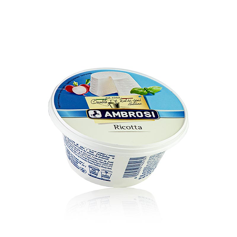 Ricotta Käse aus Kuhmilch von Ambrosi, 250 g - Ein cremiger und milder italienischer Käse, perfekt für Pasta, Pizza, Käsekuchen und Cannoli, um Ihren Gerichten eine köstliche italienische Note zu verleihen