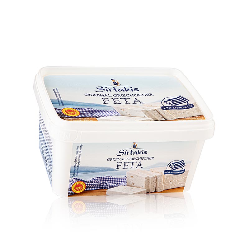 Authentischer griechischer Feta gU von Sirtakis, cremiger Schafskäse in Salzlake, vielseitig verwendbar, 400g-Packung