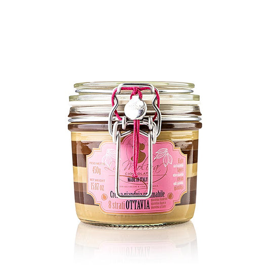 Aufstrich Millestrati Gianduja Schicht Nougat von Ottavia, La Molina, 450 g - Feinste Kombination aus Gianduja und Nougat, sorgfältig kreiert von La Molina, ideal für besondere Anlässe, 450 g Genussfreude, erhältlich in der Schweiz