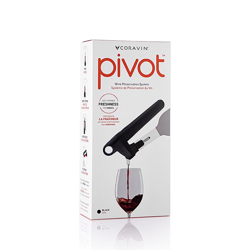 Coravin Wine Access System - Sistema di conservazione del vino "Pivot" + accessori, nero