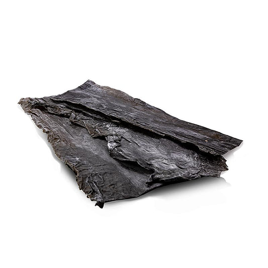 Bild des hochwertigen Dashi Kombu Algen Rausu Premium von Aimono Japan, 50 g, hergestellt aus Kombu aus den kalten Gewässern von Rausu, Hokkaido, sorgfältig ausgewählt wegen seines reichen Umami-Geschmacks, perfekt für die Zubereitung köstlicher Dashi-Brühen, Suppen und Eintöpfe, um den authentischen Geschmack Japans zu erleben