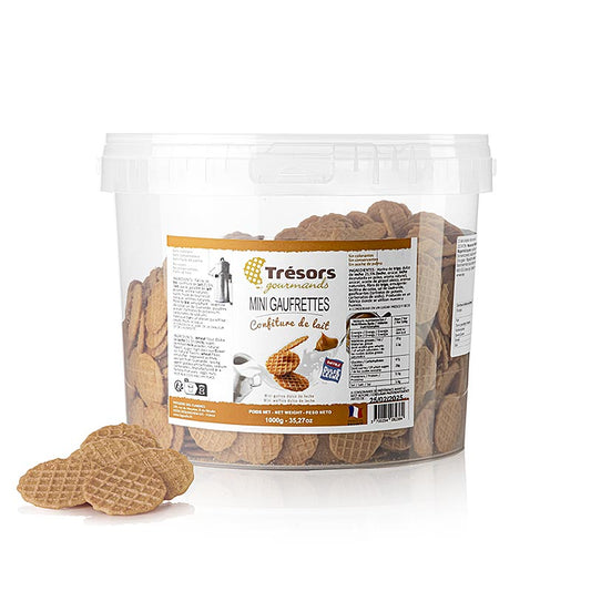 Barsnack Gaufrettes - französische Mini-Waffeln mit Dulce de Leche (Karamell), 1 kg - leckere, knusprige Waffeln mit cremigem Dulce de Leche-Karamell, ideal als Snack, Dessert oder zum Teilen, in einer praktischen 1kg-Packung