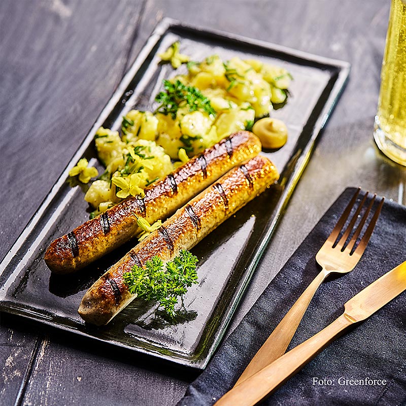 Vegan-friendly Greenforce Bratwurst made from pea protein, 540g, 6 x 90g, with expiration date 120824 and limited availability
