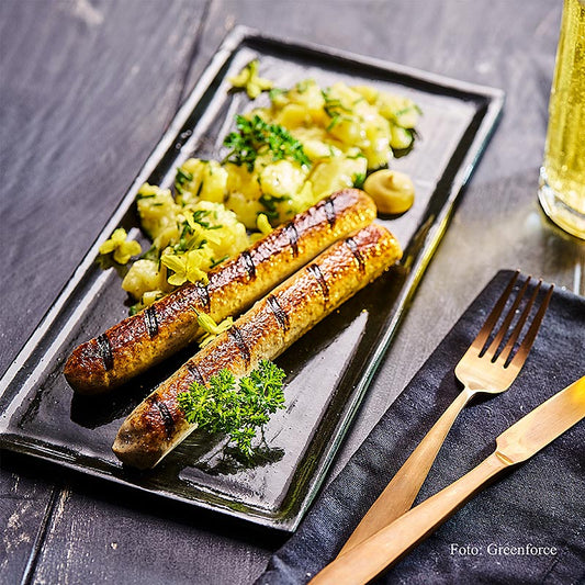 Vegan-friendly Greenforce Bratwurst made from pea protein, 540g, 6 x 90g, with expiration date 120824 and limited availability