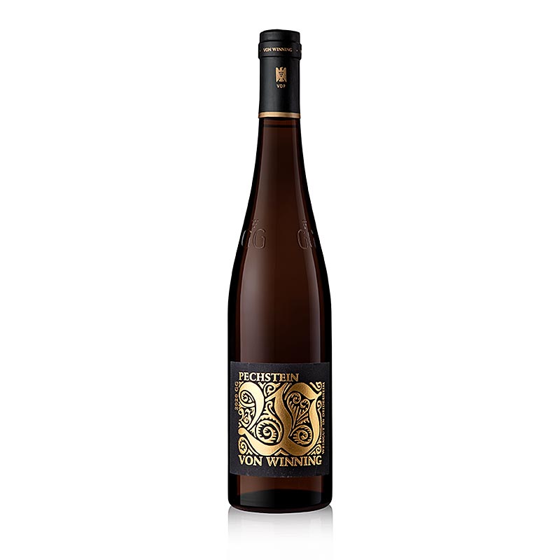 Flasche des trockenen Weißweins Von Winning 2022 Pechstein Riesling GG aus der Pfalz, 750 ml