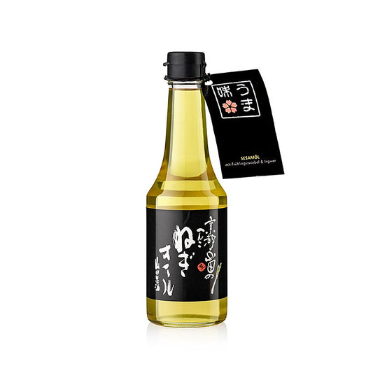 Sesamöl mit Frühlingszwiebel & Ingwer, Yamada, Japan, 300 ml - Hochwertiges Öl aus Japan mit nussigem Sesamgeschmack, frischen Frühlingszwiebelnoten und kräftigem Ingwergeschmack Ideal für asiatische Gerichte und in handlicher 300-ml-Flasche erhältlich