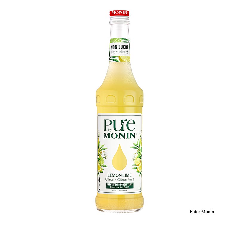 Monin PURE Zitronen-Limetten-Sirup - ungesüßt, natürliche Zutaten, 1:25 Verdünnung, 700 ml Flasche, ideal für Cocktails und Limonade - hochwertige Qualität für professionelle Barkeeper und erfrischende Getränke zu Hause