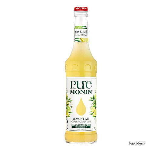 Monin PURE Zitronen-Limetten-Sirup - ungesüßt, natürliche Zutaten, 1:25 Verdünnung, 700 ml Flasche, ideal für Cocktails und Limonade - hochwertige Qualität für professionelle Barkeeper und erfrischende Getränke zu Hause