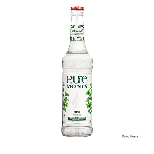 Monin PURE - Minze, ungesüßter Sirup, 1:25 Konzentration, 700 ml Flasche, ideal für erfrischende Getränke und Cocktails in Gastronomie und zu Hause