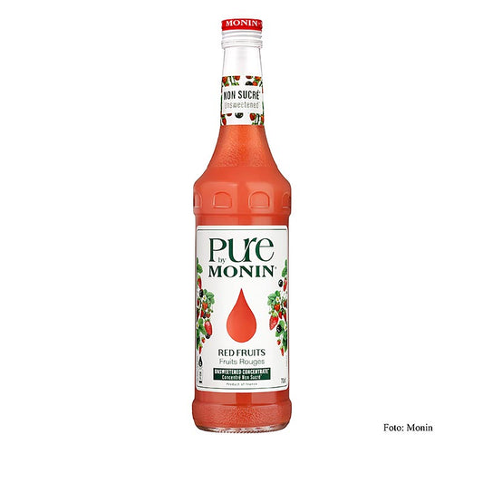Monin PURE Red Berries (Rote Beeren) Ungesüßt, 750 ml - Sirup mit authentischem Geschmack roter Beeren, ohne Zuckerzusatz, ideal für Getränke, Desserts und Cocktails