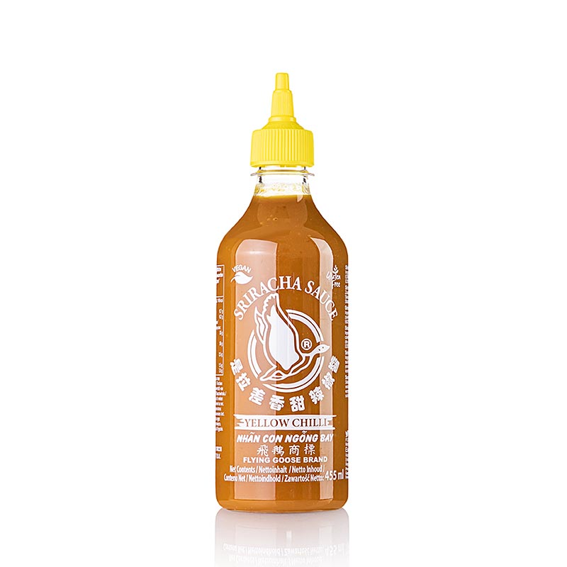 Chili-Sauce aus gelben Chilischoten von Flying Goose, vielseitig und intensiv im Geschmack