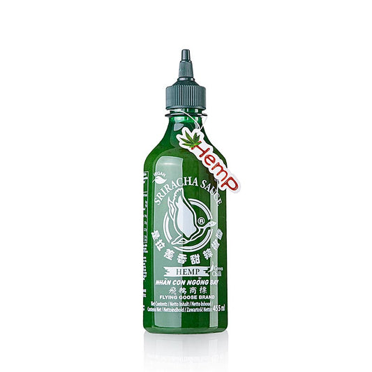 Sriracha-Chili-Sauce mit Hanf, Flying Goose, 445 ml Flasche - Einzigartige Mischung, ideal für vegane und glutenfreie Gerichte, in der Schweiz kaufen