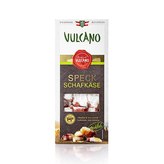 VULCANO Speckkäse, Premium Speck und Schafäse, aus der Steiermark, 120 g - Handgefertigter Schafskäse umhüllt von knusprigem Speck, perfekt für Vorspeisen, Salate und zum Verfeinern Ihrer Gerichte Ideal für zu Hause oder in der Gastronomie