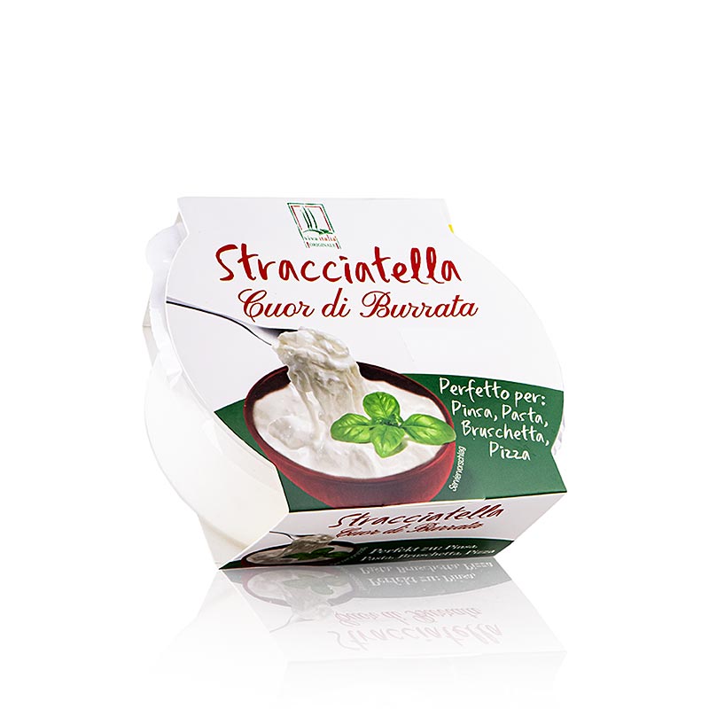 Stracciatella, Pasta-Filata Käse, Viva Italia, 140 g - cremiger Käse mit Schokoladenflocken, ideal als Belag für Pizza, Brot und Salate Genießen Sie den authentischen Geschmack Italiens!