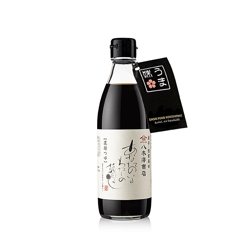 Dashi Fond Konzentrat, dunkel, mit Katsobushi (Bonito), Jagisawa Japan, 360 ml - dunkle Dashi-Brühe-Konzentrat-Flasche von Jagisawa, hergestellt in Japan, vielseitig einsetzbar
