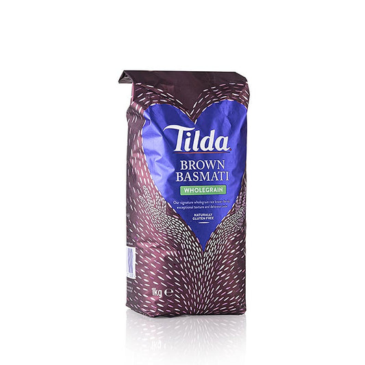 Brauner Tilda Basmati Reis, 1 kg, reich an Ballaststoffen und Nährstoffen, mit langanhaltendem, aromatischem Geschmack, ideal für ausgewogene Ernährung