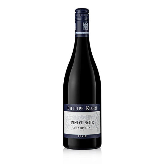 Philipp Kuhn 2021 Pinot Noir (Spätburgund)Tradition trockener Rotwein QW Pfalz 0,75, 750 ml - hochwertiger deutscher Rotwein aus der Pfalz, hergestellt von Philipp Kuhn, einer renommierten Weinkellerei