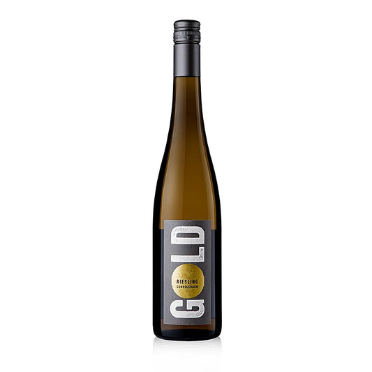 Flasche des biologischen Leon Gold 2021 Gundelsbach Riesling trocken Weißwein QW Württemberg 0,75l, 750 ml
