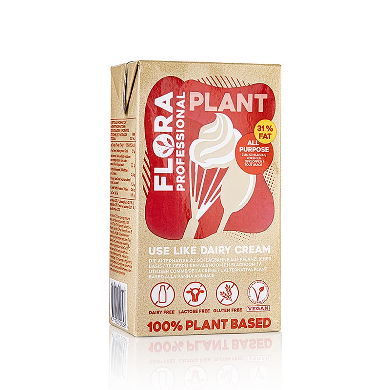 Flora Professional Plant Schlagcreme, veganer Sahneersatz, 31% Fett, 1 l - ideal für Desserts, Kuchen und vegane Ernährung, in praktischer 1-Liter-Flasche