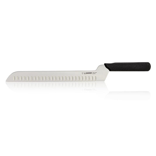 Käsemesser mit Kullenschliff, 29cm, schwarzer Griff, rostfreier Stahl, perfekt zum Schneiden von verschiedenen Käsesorten
