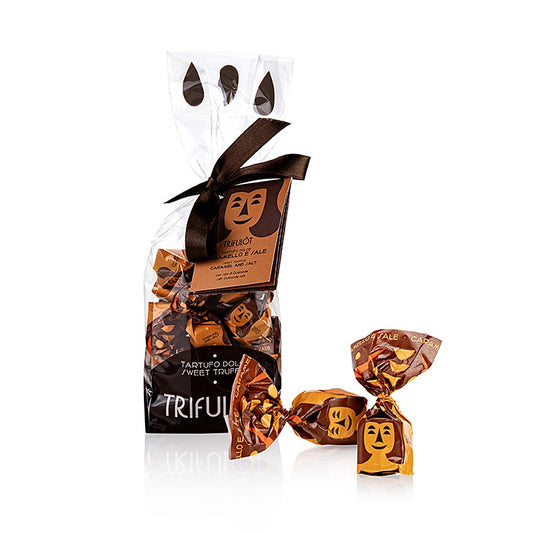 Trifulòt-Trüffelpralinen von Tartuflanghe: Mini-Köstlichkeiten mit weißem Trüffel, Karamell und Meersalz aus Alba, handwerklich hergestellt und ideal als Geschenk oder Genuss zum Abschluss eines Abendessens 180 Gramm
