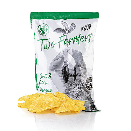 Zwei Bauern - Kartoffelchips Salz & Apfelessig, 150 g - Leckere handgefertigte Kartoffelchips mit einer Prise Salz und einem Hauch von Apfelessig