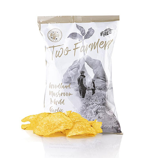 Kartoffelchips Woodland Mushroom & Wild Garlic von Two Farmers, 150 g - leckere, handgefertigte Chips mit natürlichen Waldpilz- und Knoblaucharomen