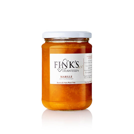 Marillen Konfitüre, mit Fruchtstücken, Fink´s Delikatessen, 400 g - Hochwertige Marmelade aus reifen Aprikosen mit Fruchtstücken, ideal für ein köstliches Frühstück oder Dessert
