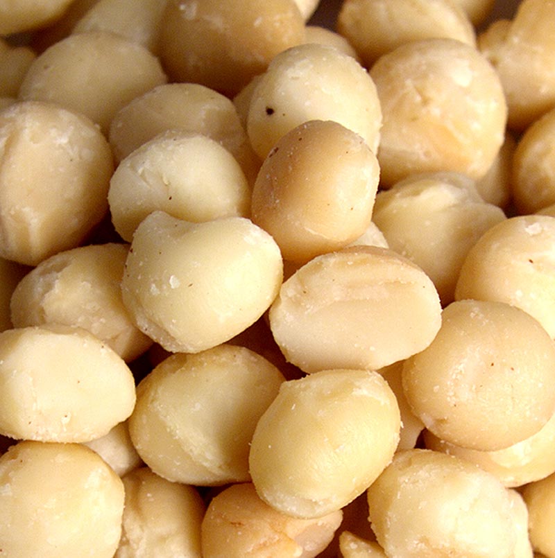 Macadamia Nüsse, ganz, geröstet, mit Sonnenblumenöl, gesalzen, 1 kg