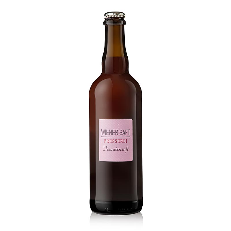 Hochwertiger Gegenbauer Tomatensaft aus sonnengereiften Tomaten, 750 ml, in einer rosafarbenen Flasche