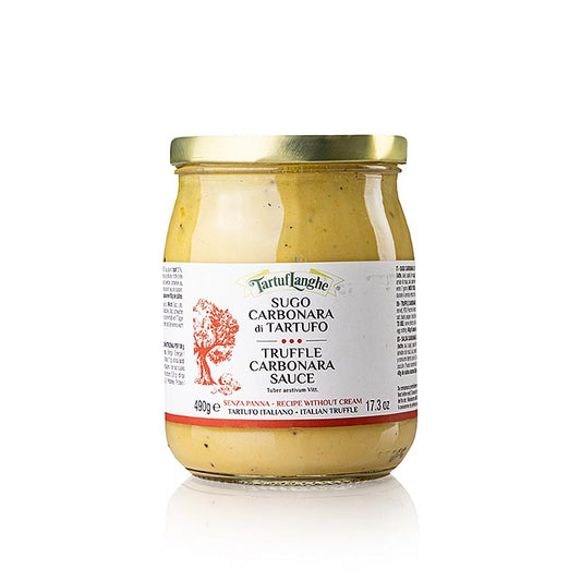 Flasche Tartuflanghe Carbonara Sauce mit Sommertrüffel, 490 g, Produktbild