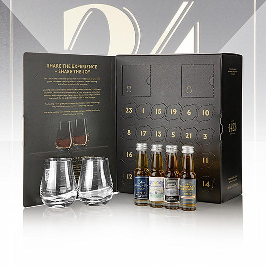 Adventskalender 24 Days of Rum - Edition Schwarz (Schwarz), 480 ml: Ein stilvoller schwarzer Adventskalender mit 24 verschiedenen Rumsorten für die perfekte Vorweihnachtszeit