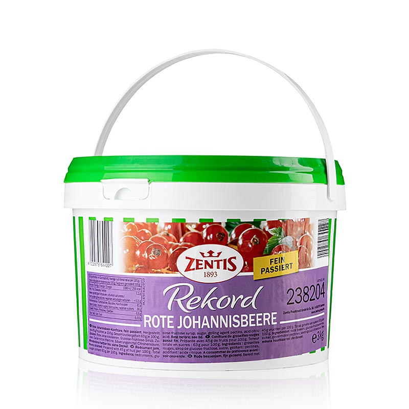 Rote Johannisbeerkonfitüre, extra, 3 kg - Großpackung leckerer Konfitüre
