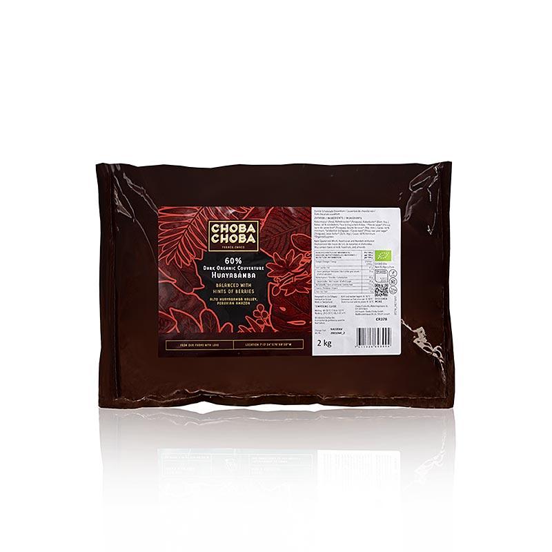 Huyabamba, 60% Bitter Couverture, Callets, Choba Choba, BIO, 2 kg - Hochwertige Bitterschokolade in Callet-Form, aus biologischem Anbau, 60% Kakaoanteil, 2 kg-Packung