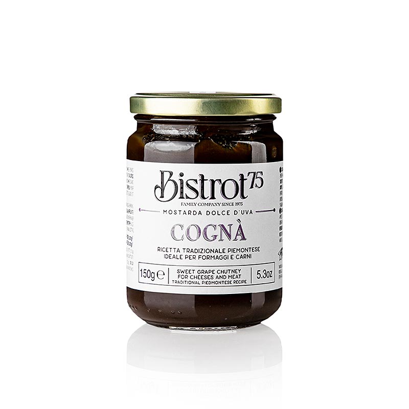 Süßes Traubenmost-Chutney von Tartuflanghe - Bistro 75 - Cognà, 150 g, ideal zum Verfeinern von Gerichten