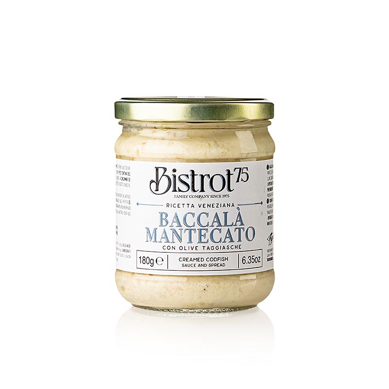 Bistro 75 - Baccala Mantecato - Brandade Creme von Fisch & Oliven, 180 g - Produktabbildung zur Veranschaulichung der leckeren Spezialität von Tartuflanghe
