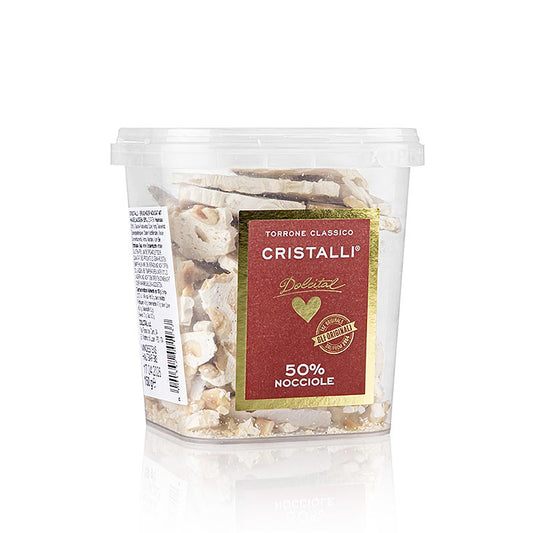 Torrone Cristalli - Haselnuss, gebrochen, Dolcital, 150 g - Hochwertige italienische Süßwaren mit knackigen Haselnüssen und zartem Dolcital, 150 Gramm