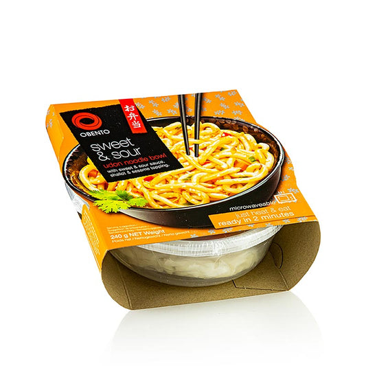 Obento Udon Bowl Sweet&Sour, mikrowellengeeignet, 240 g - Leckeres und vielseitiges Udon-Gericht für die Mikrowelle, ideal für zu Hause oder unterwegs