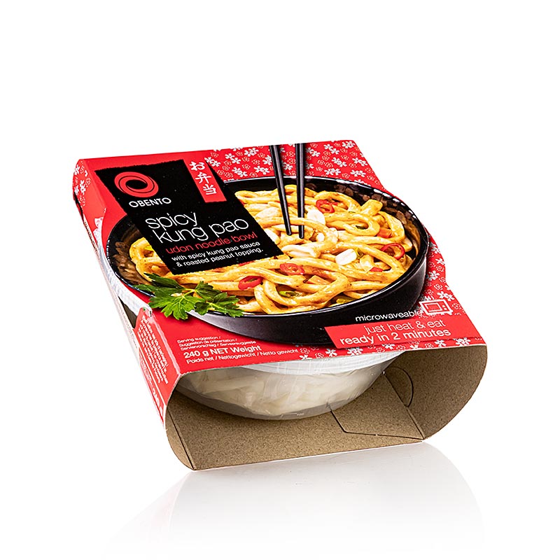 Obento Udon Bowl Spicy Kung Pao, mikrowellengeeignet, 240 g - Eine köstliche und würzige Udon-Schüssel, perfekt zum Aufwärmen in der Mikrowelle geeignet, 240 g