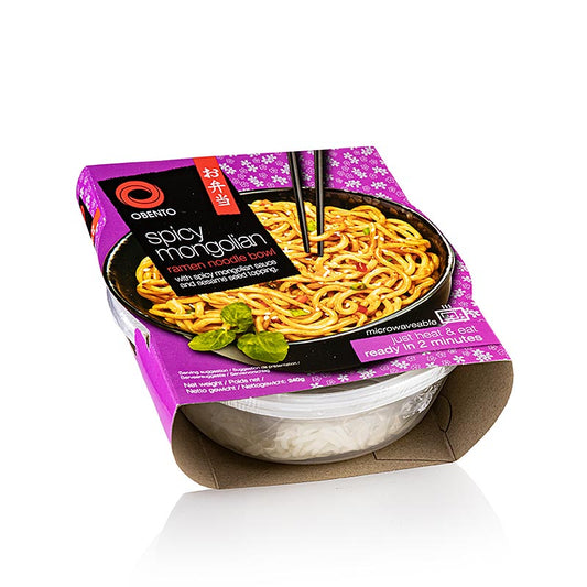 Obento Ramen Bowl Spicy Mongolian, mikrowellengeeignet, 240 g – perfekte asiatische Nudelsuppe zum Aufwärmen und Genießen