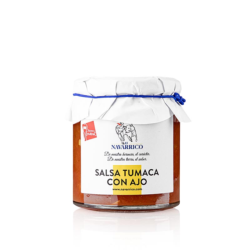 Tomatensoße mit Knoblauch, eine delikate 230 g Salsa Tumaca con Ajo von Navarrico