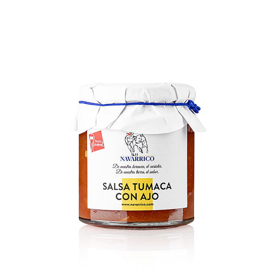 Tomatensoße mit Knoblauch, eine delikate 230 g Salsa Tumaca con Ajo von Navarrico