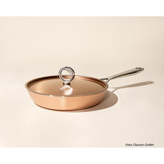 Olavson Kupferpfanne, mit Deckel, 20cm, unbeschichtet, für alle Herdarten