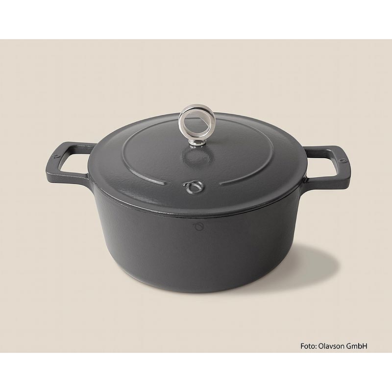 Olavson Gusseisen Bräter Grau, m. Deckel, emailliert, 24cm, f. alle Herdarten, 1 St