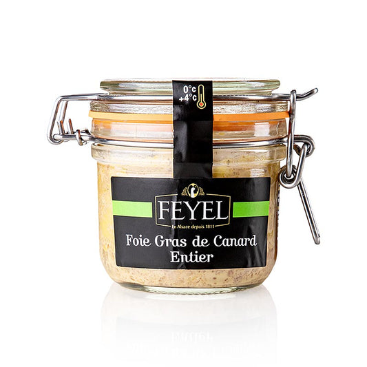Entenstopfleber Entier, Glas, Feyel, 180 g - hochwertige Gourmet-Leberpastete in praktischer Verpackung