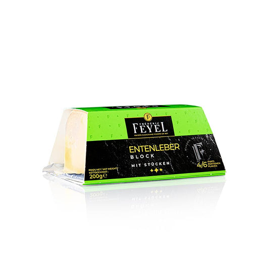 Feyel Entenstopfleberblock mit Stücken, 200 g, hochwertige Foie Gras