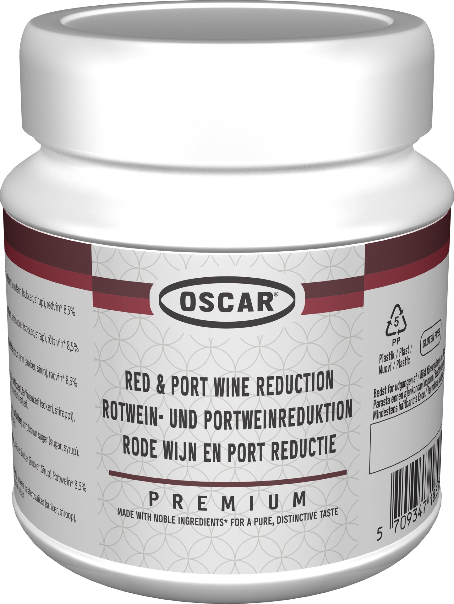 Oscar Concentrato di vino rosso e riduzione di Porto, senza glutine, 580 g