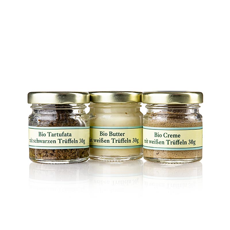 Collection de produits à la truffe Ppura (salsa tartufata/crème/beurre), Tartufi di Fassia, BIO, 90 g, 3 x 30 g